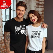 Wake Me Up Before You Go Go T-Shirt Printed Fancy Dress 80s Matching Couple Top M