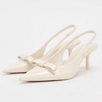 Fashion Summer High Heeled Sandals for Women Elegant Bow Decoration Fashion Party Wedding Slingback Sexy Stiletto Ladies Dress Shoes 36 smėlis