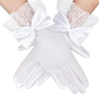 Bowknot Lace Gloves Evening Party Gloves Short Length Wrist Length Gowns Gloves 1 balta