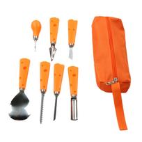 7pcs Halloween Pumpkin Carving Set Multipurpose Stainless Steel Pumpkin Carving Tool with Storage Bag for Lantern Decor