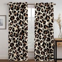 Leopardo rašto užuolaidos Madingos gyvūnų rašto langų užuolaidos 2 panelės Modernus svetainės miegamojo namų dekoras 50W60H(CM)X2PCS&Grommet Top