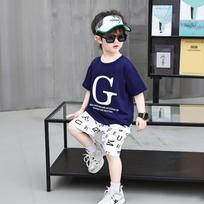 Children's Short-sleeved Shorts Suit Cotton Summer Cartoon T-shirt and Pants 2-piece Set 80