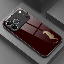 Senovinio meno leopardo rašto grūdinto stiklo telefono dėklas, skirtas iPhone 17 16 15 14 13 12 11 Pro Max 17 Air 7 8 Plus XR XS X Dangtelis iPhone 13 Pro