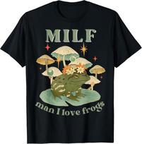 MILF Man I Love Frogs Vintage Retro Frog And Fungi Mushroom T-Shirt Unisex T-Shirt XXL