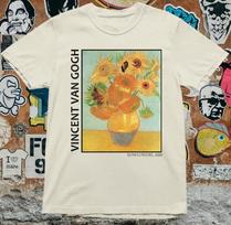 Van Gogh Sunflowers T shirt - %100 Premium Cotton Unisex T-Shirt S beige