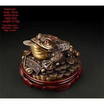 Feng Shui Vintage Copper Gold Toad Attracts Wealth Three-legged Toad Entrance Front Desk Decor A
