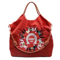Literary small fresh embroidery pony contrasting color large capacity women's armpit bag new women's shoulder messenger bag raudona