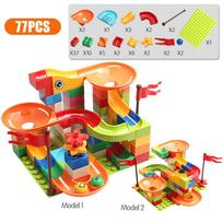 77-308PCS Marble Race Run Big Building Blocks DIY Funnel Slide Toys For Kids Gift