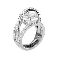 Swarovski Mixed Cut Design Crystal Ring Unisex rings Silver 5698476 Box (Random Color),50-55 white
