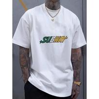 Vyriški laisvalaikio marškinėliai juodi su metro logotipo spaudiniu Streetwear kasdieniam dėvėjimui S balta