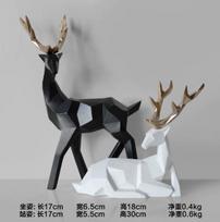 Resin Deer Statue Home Decor Figurines Reindeer Sculpture White Deers Decor Office Home Living Room Decoration Tabletop juoda