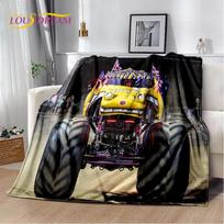 Monster Truck 3D Monster Jam Cartoon Soft Flannel Blanket for Bed Bedroom Sofa Picnic,Throw Blanket for Outdoor Leisure Nap Gift 75cmx90cm