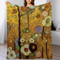 New Flowers Gustav Klimt Throw Blanket Foldable Soft Warm Blanket for Outdoor Use 102x76cm(40x30in) yellow