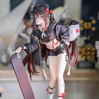 In Stock Genshin Impact Hu Tao Figure Street Fashion Skateboard Style PVC Anime Collection Model Toy Gift gray