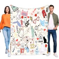 Taylor Swift Eras turo pledas, pliušinis minkštas jaukus vilnos užklotas lovai ir sofai, Swiftie gerbėjų prekių dovana, muzikos albumų meno eskizai Dec 130x150cm gray
