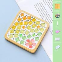 NEW Square Round DIY Mosaic Cup Mat Handicraft Mosaic Glass Handmade Coaster Accessories Free Creation Bamboo Pad Gift