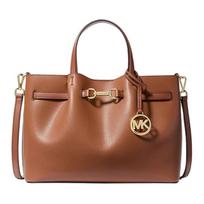 Michael Kors MK Carson Logo Magnetic Closure Leather Shoulder Tote Bag Medium Women handbags Brown 35S5G2ZS3T-LUGGAGE Basic Set (Bag+Dust Bag)