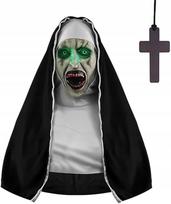 Świecąca maska zakonnica walak nun horror kostium halloween krzyż led