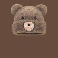 Plush Faux Fur Pullover Hat Warm Pompom Beanie Cap Fashion Cute Bear Ear Hat  Girls ruda