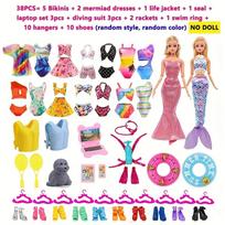 38 vnt. madingi maudymosi kostiumai, bikini, lėlių drabužiai ir aksesuarai 11,5 colio/30 cm lėlėms, nardymo kostiumas, „pasidaryk pats“ lėlių drabužių žaidimas pink