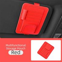 Wear-resisting Card Storage Clip Multifunctional Car Ticket Holder Car Glasses Holder  Bank Card raudona