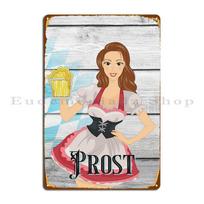 Prost Wear Dirndl Gerkite Alų Švęskite Oktoberfestą Sveikinimai Metalo Ženklas Spausdinimas Rūdyjęs Individualus Sienų Dekoras Klubas Skardos Ženklas Plakatas 20x30cm（7.8x11.8inch）