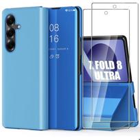 Coque pour Samsung Galaxy Z Fold 8 Ultra, Protection Rabat Smart Case - Bleu - 2 Verres Trempés mėlyna