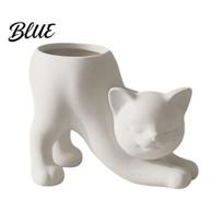Unique Succulents Pot 3D Printed Stretching Cat Planter Pot Cute Kitty Creative Small Cactus Flowerpot Animal Flowerpot Lovely Kitten Plant for Home