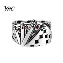 Poker Card Ring Retro Unisex Playing Adjustable Open Engraved Jewelry for Party A Poker gray