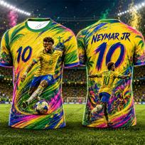 2026 New Brazil Special Neymar 10 Print Soccer Jersey For Men‘s T-shirt Summer Quick-Drying Sports Tees Casual Kids/Adult Tops XS