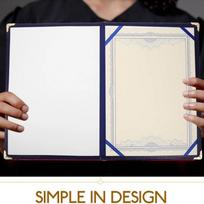 Factory Custom Leatherette A4 Size Certificate Holder Folder Padded Degree Diploma Cover (Blue,L) mėlyna