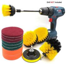 Daily Cleaning Car Wash Drill Brushes Set for Household Car Detailing 15 pcs geltona
