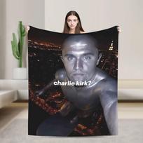 Charlie Kirk Red Tung Funny Brainrot Meme Blanket Camping Flannel Throw Blanket For Home Decor Warm Soft Bedspread Birthday Gift Size: 75*100cm, Weight: 230 GSM