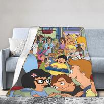 Funny B-Bob Burgers Printed Soft Blanket Kids Adult Plush Bedding Throws Graphic Outdoor Flannel Bedspread Sofa Bed Cover Size: 75*100cm, Weight: 230 GSM
