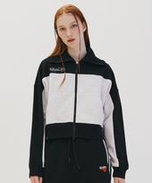 Golla W Color Block Zip-Up Sweatshirts [Black] Black/Free