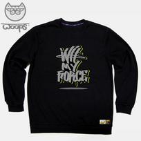 Doldol Woops-Mtm-47 Skateboarding Cat Oops Character Long Sleeve Sweatshirt Black/S