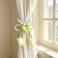 Beautifully Tulip Gauze Curtain Tie Adjustable Pearl Curtain Buckle Curtain Tiebacks  Living Room geltona