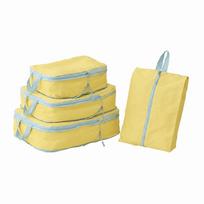 4Pcs Space Saving Compression Packing Cube Foldable Luggage Organizer Set  Suitcase Organizer geltona