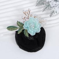 Bun Snood Pearls Crochet Bun Net Korean Style Lace Hair Net Vintage Flower Snood Spring Clip  Bank White&Pink-Thick Net