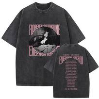 Vintage Washed Florence + The Machine Everybody Scream Tour 2026 Graphic T Shirts Men Women Harajuku Aesthetic Oversized T Shirt S įvairiaspalvis
