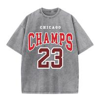 Women'S Cotton Washed T-Shirts All-Math Loose Distressed Tops Chicago Champs 23 Letter Prints Short Sleeve Summer Female Clothes S įvairiaspalvis