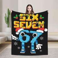 Trending 67 Six Seven 6-7 Funny Italian Brainrot Blanket - Warm Fluffy Cozy Throw For Men Women Couch Sofa Multiple Sizes Size: 75*100cm, Weight: 230 GSM