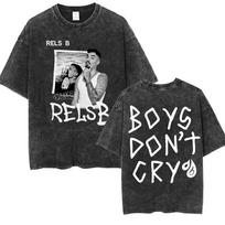 Rapper Rels B Flakk Skiny Smile Merch T-shirts for Men Women Punk Hip Hop Vintage Washed T Shirt Oversized Casual Cotton T-shirt S įvairiaspalvis