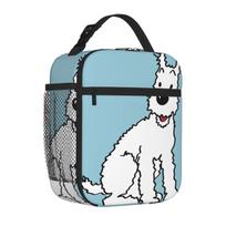 Bestselling Snowy Dog Tin Tin Preppy Picnic Lunch Bag Corporate Lunch Cooler Tote One Size
