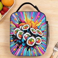 Lunch Bag Pop Art Sushi Explosion with Rays Outdoor Picnic Lunch Box For Child  Leisure Portable Print Thermal Tote Handbags One Size