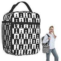 Black And White Chess Board Pattern Insulated Lunch Bag for Women Kids Leakproof Food Boxes Thermal Lunch Box Tote One Size