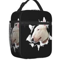 Funny Bull Terrier Dog Resuable Lunch Boxes Women Waterproof Animal Thermal Cooler Food Insulated Lunch Bag Kids School Children One Size