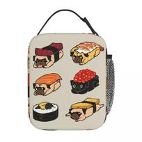 Fun Sushi Pug Peg Dog Thermal Insulated Lunch Bags School Portable Bag for Lunch Cooler Thermal Food Box One Size