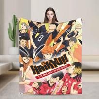 Anime Boy Volleyball Haikyuu Blankets Flannel Winter Portable Super Soft Throw Blanket for Home Bedroom Quilt Size: 75*100cm, Weight: 230 GSM