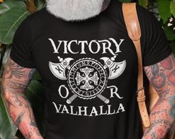 Men's Viking Warrior T-Shirt: Victory or Valhalla Norse Gift XL